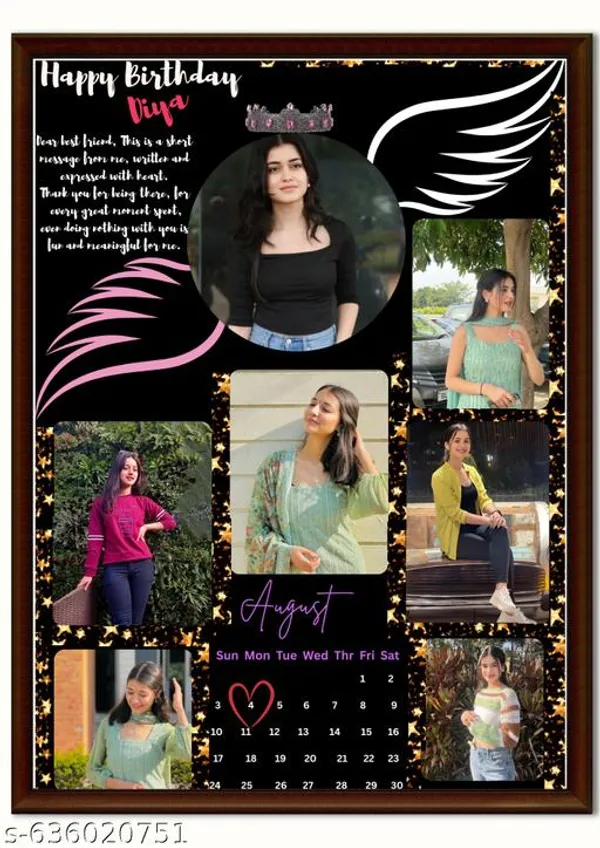 Personalised_Birthday_Photo_Collage_Frame_7_Photos_With_Customized_Name_Calendar_A4_Size_Black_Theme_Gift_Frame