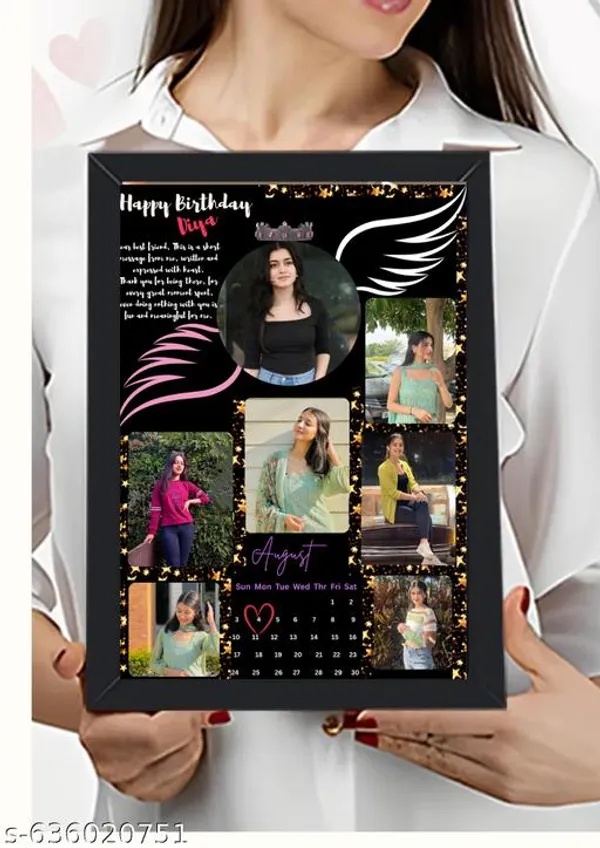 Personalised_Birthday_Photo_Collage_Frame_7_Photos_With_Customized_Name_Calendar_A4_Size_Black_Theme_Gift_Frame