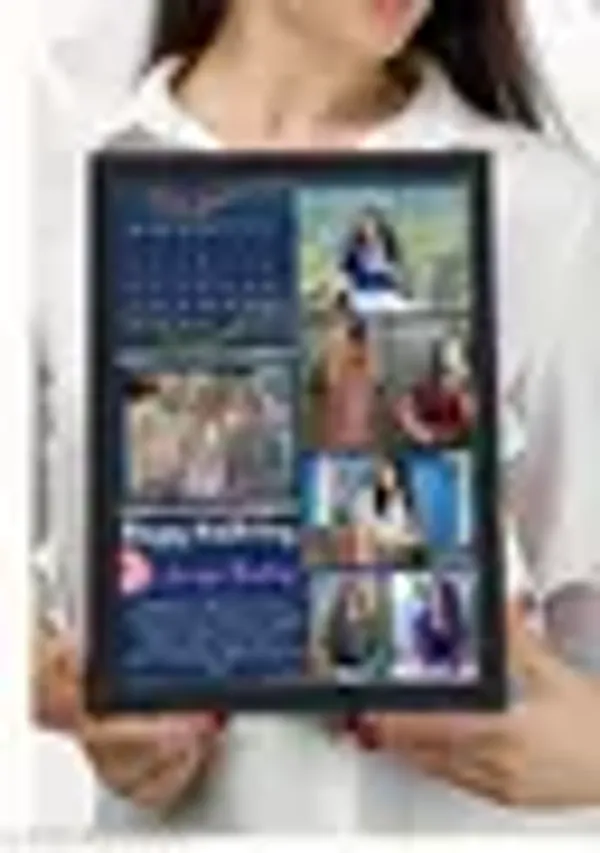 Personalized_Birthday_Photo_Collage_Frame_Navy_Blue_Digital_Calendar_Design_A4_Size_Wall_Decor_Custom_Multiple_Photos_Gift_Frame