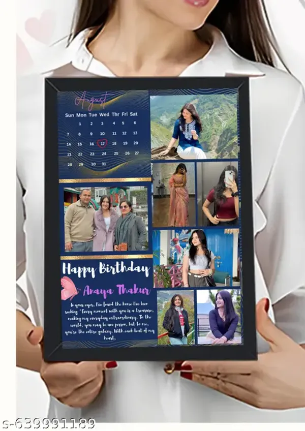 Personalized_Birthday_Photo_Collage_Frame_Navy_Blue_Digital_Calendar_Design_A4_Size_Wall_Decor_Custom_Multiple_Photos_Gift_Frame