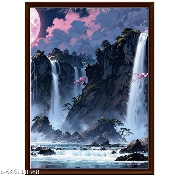Cherry_Blossom_Waterfall_Wall_Art_Set_Of_3_Frames_Japanese_Landscape_Canvas_Prints_Pink_Blue_Mountain_Scene_Framed_Home_Decor