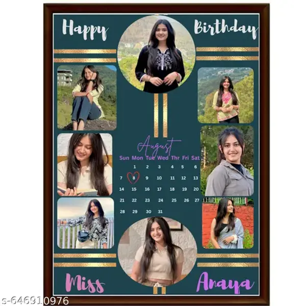 Personalized_Birthday_Photo_Frame_Custom_Calendar_Collage_Frame_Multiple_Photo_Design_Teal_Gold_Eleegant_Wall_Art_Gift_Customized_Frame_For_Birthday