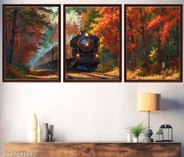 Steam_Train_Forest_Landscape_3_Piece_Wall_Frame_Set_Modern_Wooden_Framed_Wall_Painting_For_Living_Room_Bedroom_Office_Decor