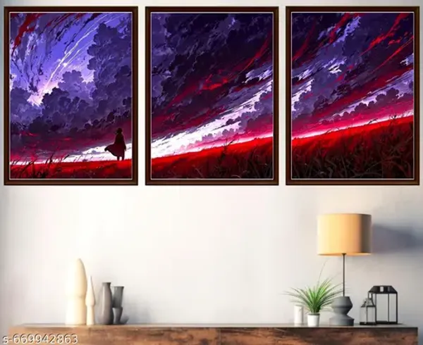 Abstract_Skys_Landscape_Wall_Art_Set_Of_3_Modern_Red_Purple_Artistic_Painting_Frames_Premium_Wall_Decor_For_Living_Room_Bedroom