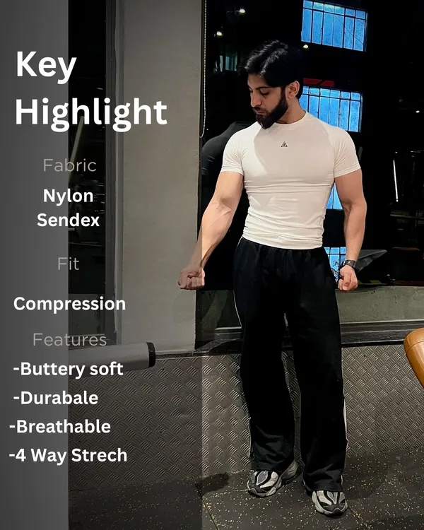 Mens_White_Compression_Fit_Gym_T-Shirt_-_Nylon_Spandex_Blend