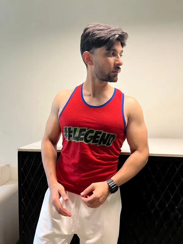 Mens_Red_&_Blue_Legend_Printed_Sports_Tank_Top_With_White_Shorts