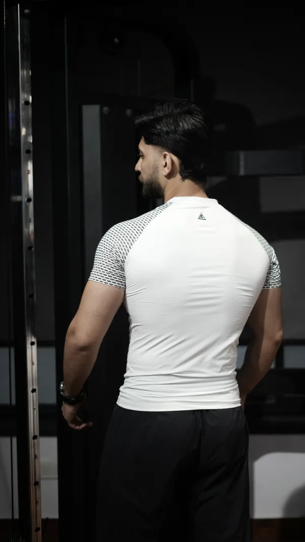Shadow_Drip_Series_:_White_-Ghost_Frame_Compression_T_Shirt