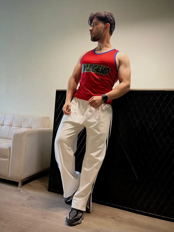 Mens_Red_&_Blue_Legend_Printed_Sports_Tank_Top_With_White_Shorts