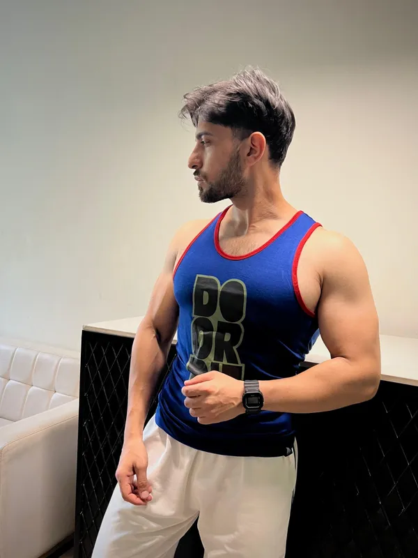 Mens_Blue_&_Red_Athletic_Tank_Top_With_Logo_Print