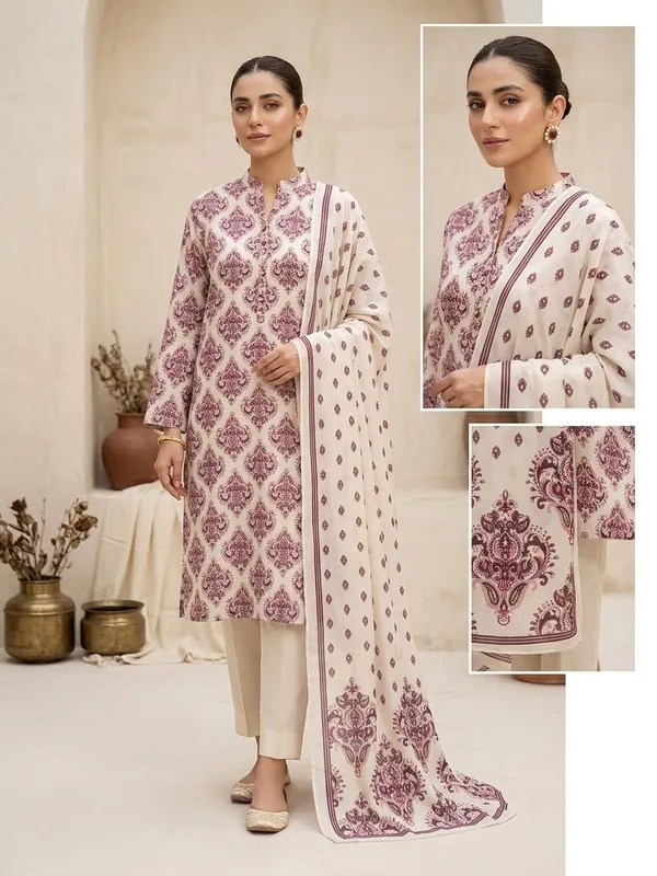 Ethnic_Block_Printed_Kurta_Set_With_Dupatta_-_Pink_&_Maroon
