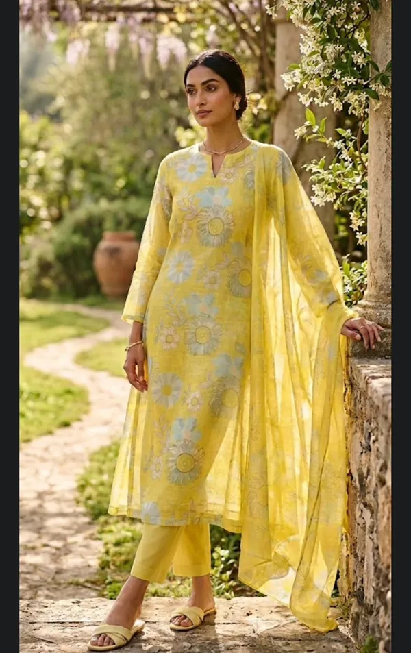 Yellow_Floral_Print_Kurta_Set_With_Dupatta