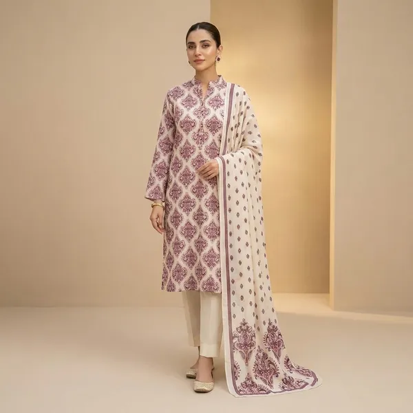 Ethnic_Block_Printed_Kurta_Set_With_Dupatta_-_Pink_&_Maroon