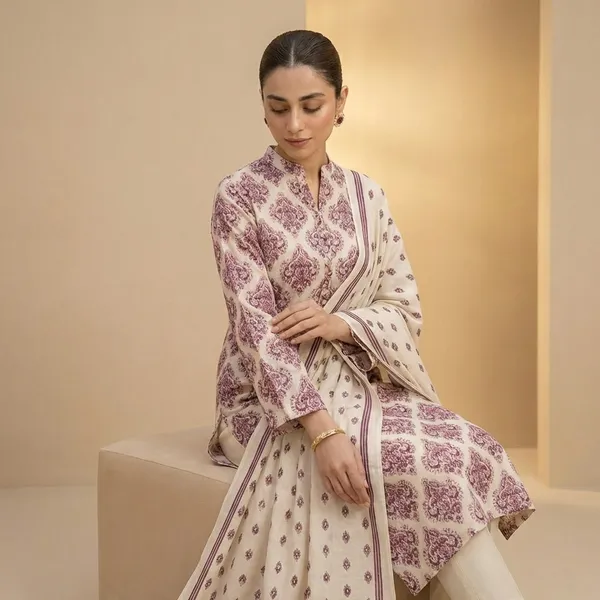 Ethnic_Block_Printed_Kurta_Set_With_Dupatta_-_Pink_&_Maroon