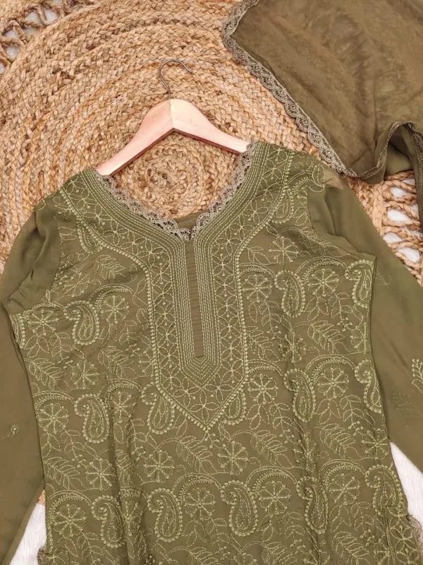 Brown_Georgette_Chikankari_Embroidery_Kurta_With_Pant_And_Dupatta_For_Women