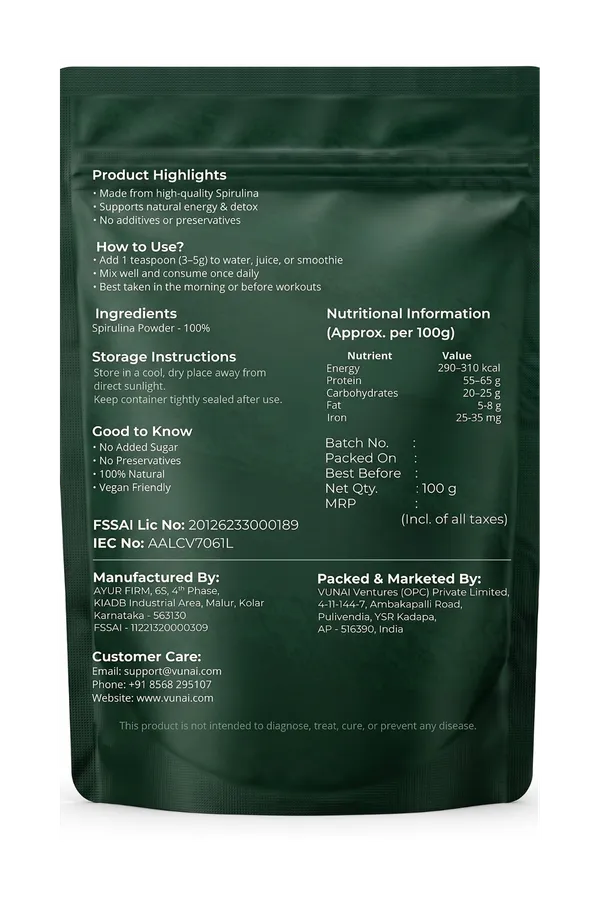 VUNAI_Green_Energy_Spirulina_Powder_for_Everyday_Nutrition,_100_g