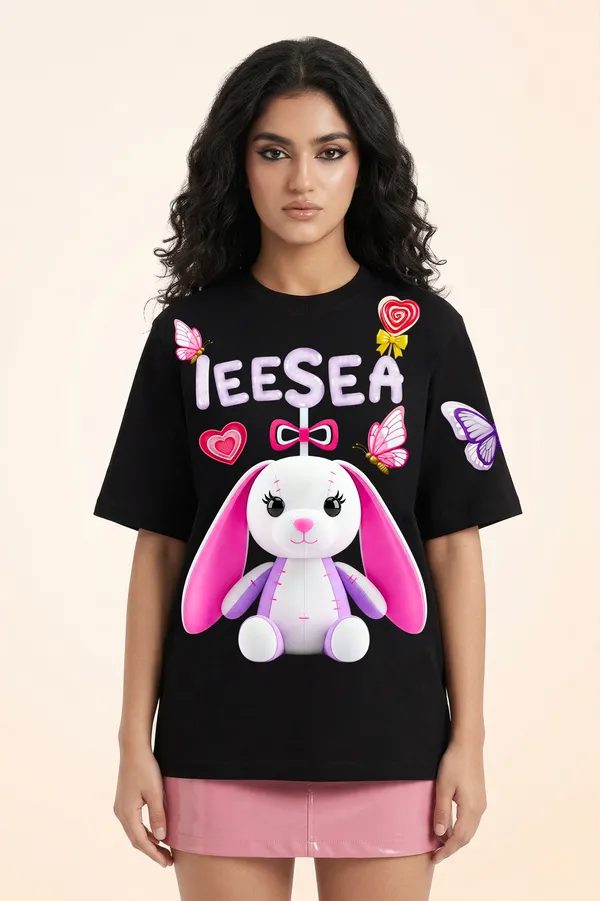 Black_Cotton_Bunny_Print_Oversized_T_Shirt_For_Women