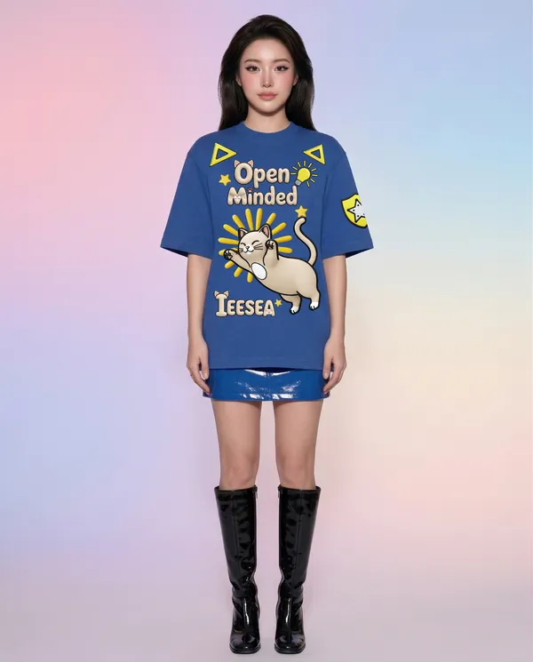 Blue_Cotton_Cat_Print_Oversized_T_Shirt_For_Women
