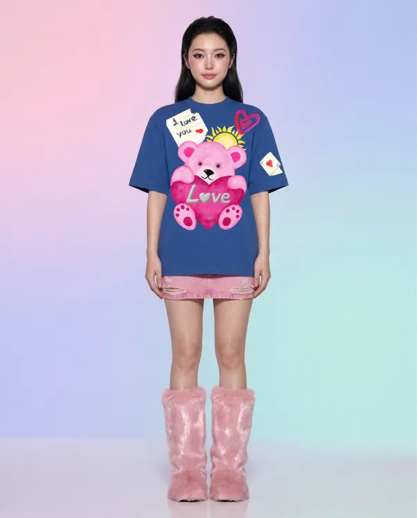 Blue_Cotton_Graphic_Print_Oversized_T_Shirt_For_Women