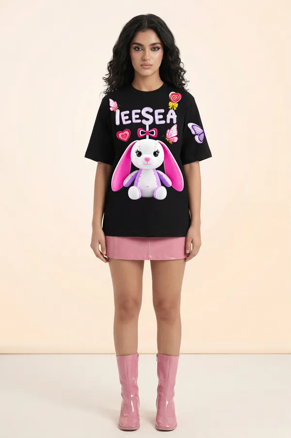 Black_Cotton_Bunny_Print_Oversized_T_Shirt_For_Women