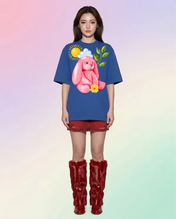 Blue_Cotton_Graphic_Print_Oversized_T_Shirt_For_Women