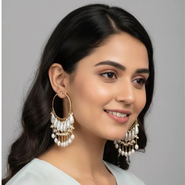 Gold_Toned_Pearl_Chandelier_Hoop_Earrings_With_Teardrop_Danglers