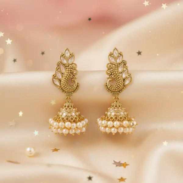 Traditional_Gold_Plated_Peacock_Design_Jhumka_Earrings_With_Pearl_Drops