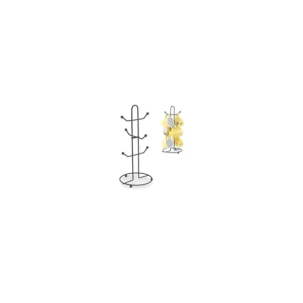 Decorum_Black_Chrome_Steel_Mug_Tree_6_Hook_Countertop_Mug_Holder