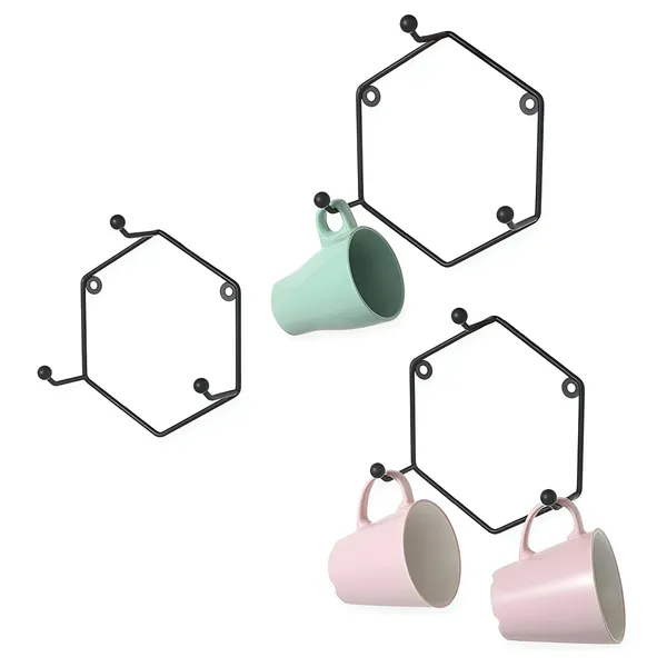 Decorum_Modern_Hex_Hooks_Wall_Mounted_3_Hook_Geometric_Mug_Rack_Set_Black