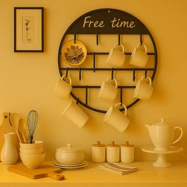 Vertical_Wall_Mounted_Mug_Rack_Circle_Shape_Free_Time_Design
