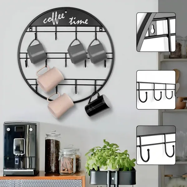 Vertical_Wall_Mounted_Mug_Rack_Circle_Shape_Free_Time_Design