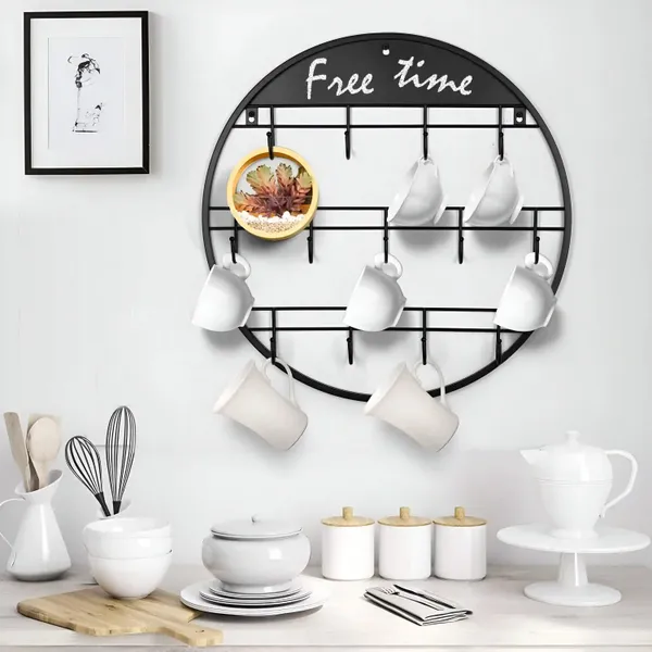 Vertical_Wall_Mounted_Mug_Rack_Circle_Shape_Free_Time_Design