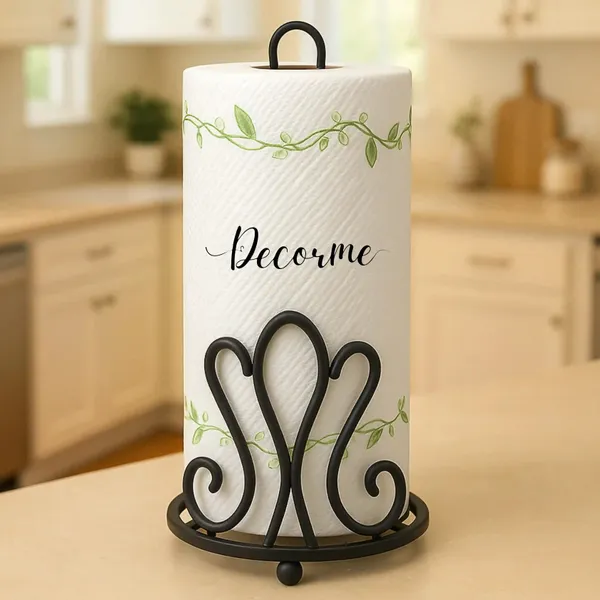 Wall_Mounted_Wrought_Iron_Paper_Towel_Holder_Black_Decorum