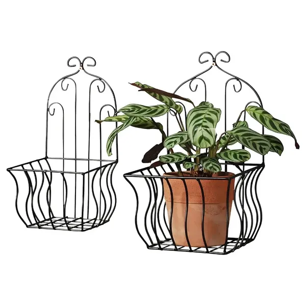 French_Country_Wall_Baskets_Crested_Arabesque_Curled_Iron_Plant_Holders