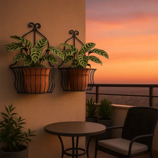 French_Country_Wall_Baskets_Crested_Arabesque_Curled_Iron_Plant_Holders