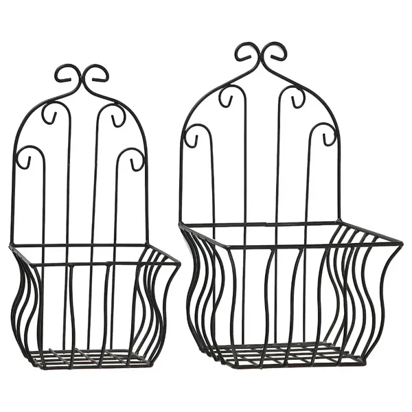 French_Country_Wall_Baskets_Crested_Arabesque_Curled_Iron_Plant_Holders