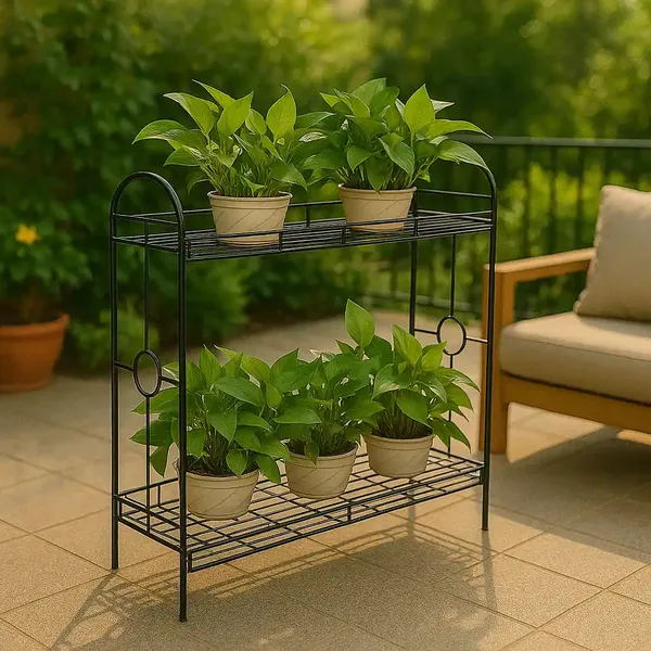 2_Tier_Metal_Plant_Stand_Indoor_Outdoor_Flower_Pot