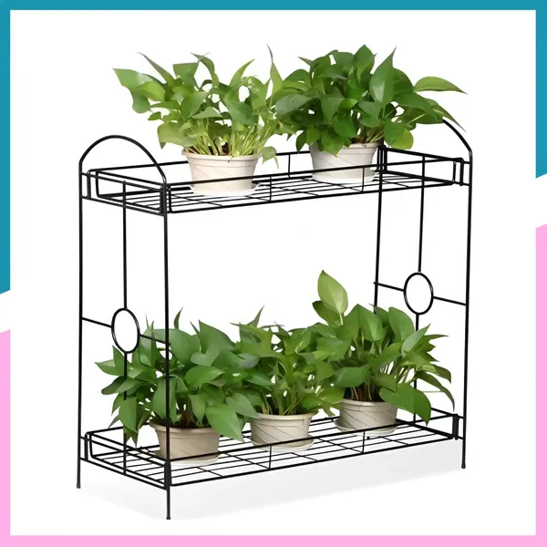 2_Tier_Metal_Plant_Stand_Indoor_Outdoor_Flower_Pot