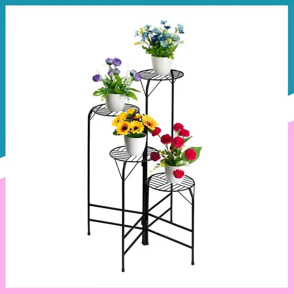 4_Tier_Metal_Plant_Stand_24_Inch_Round_Galvanised_Iron