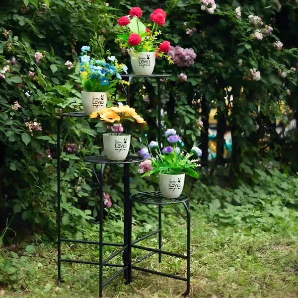4_Tier_Metal_Plant_Stand_24_Inch_Round_Galvanised_Iron