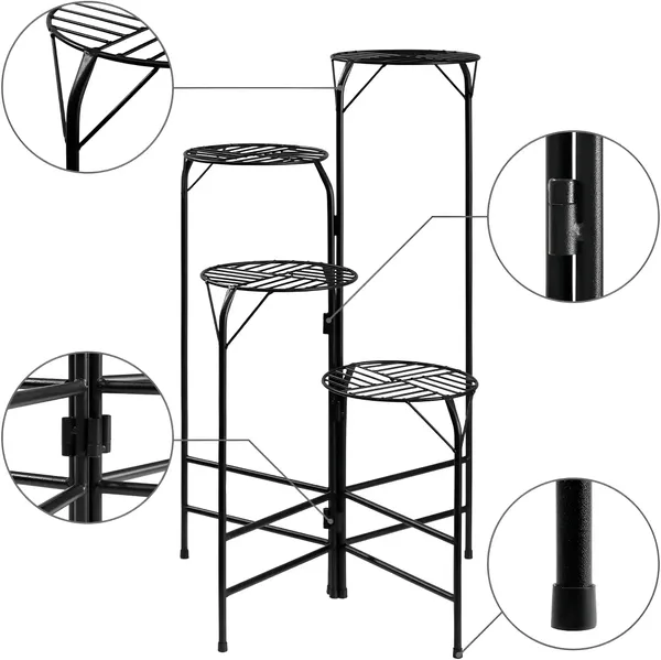 4_Tier_Metal_Plant_Stand_24_Inch_Round_Galvanised_Iron