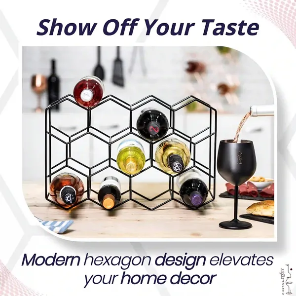 Hexagon_Design_Wrought_Iron_Wine_Rack
