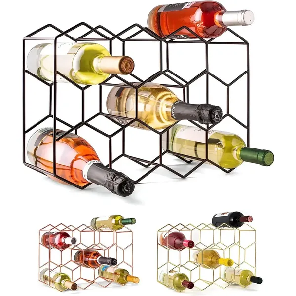 Hexagon_Design_Wrought_Iron_Wine_Rack