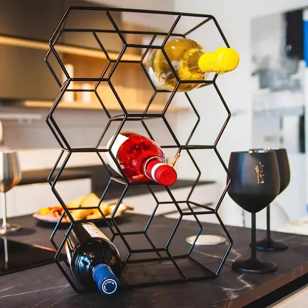 Hexagon_Design_Wrought_Iron_Wine_Rack