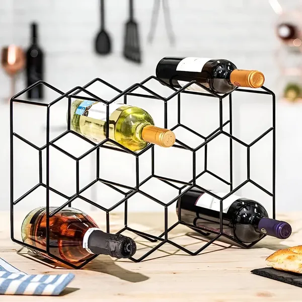 Hexagon_Design_Wrought_Iron_Wine_Rack