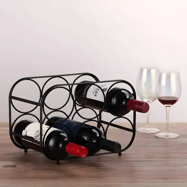 6_Bottle_Wrought_Iron_Tabletop_Wine_Rack_Stylish