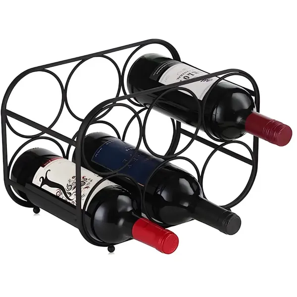 6_Bottle_Wrought_Iron_Tabletop_Wine_Rack_Stylish