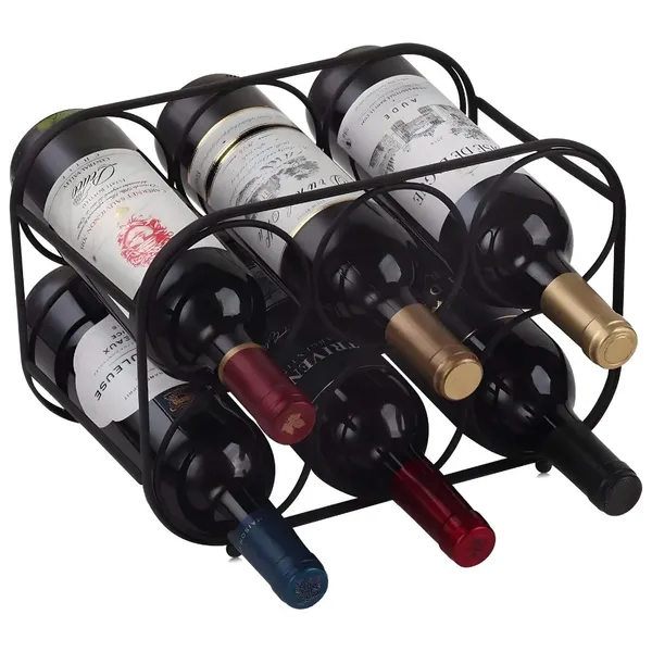 6_Bottle_Wrought_Iron_Tabletop_Wine_Rack_Stylish