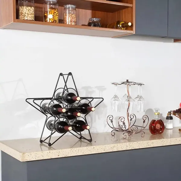 Star_Design_Wrought_Iron_Wine_Rack_Freestanding_Tabletop