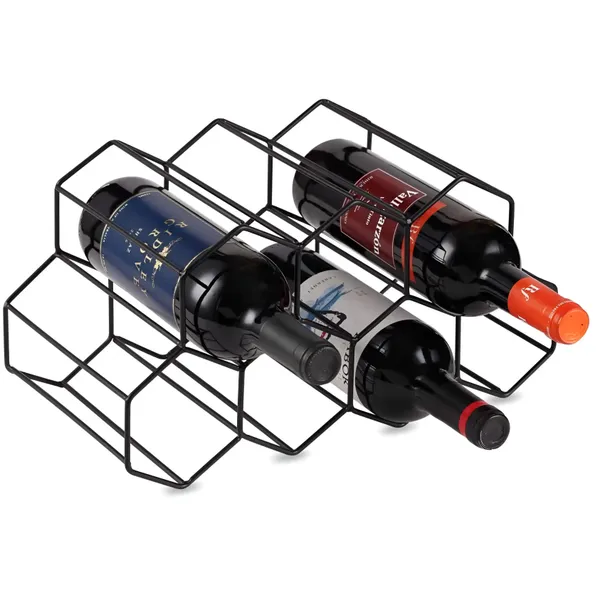 7_Bottle_Honeycomb_Design_Wrought_Iron_Wine_Rack