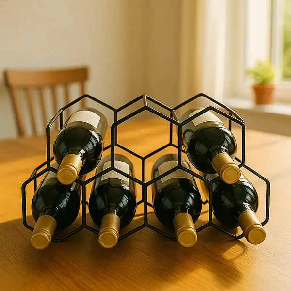7_Bottle_Honeycomb_Design_Wrought_Iron_Wine_Rack